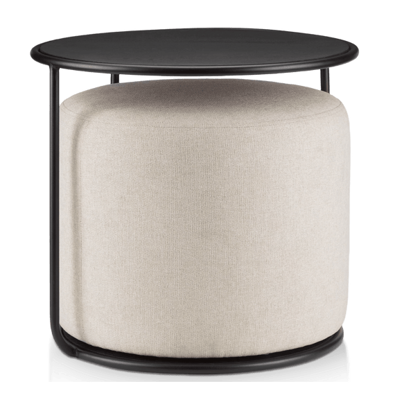 Black Side Table with Ottoman