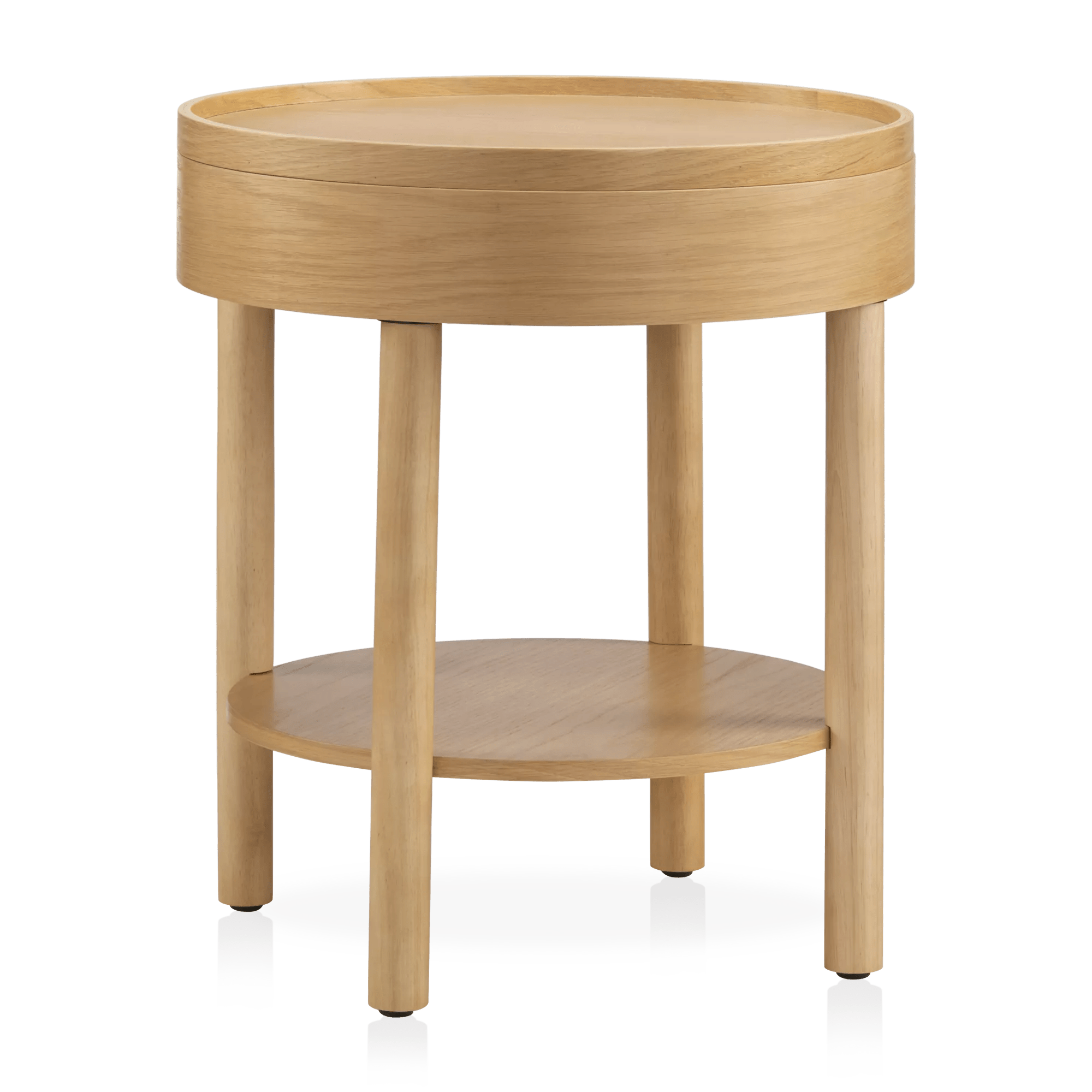 Wooden Round Side Table with Lift Top