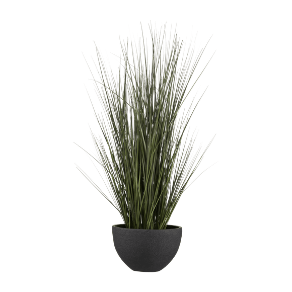 Artificial Grass in Black Ceramic Pot
