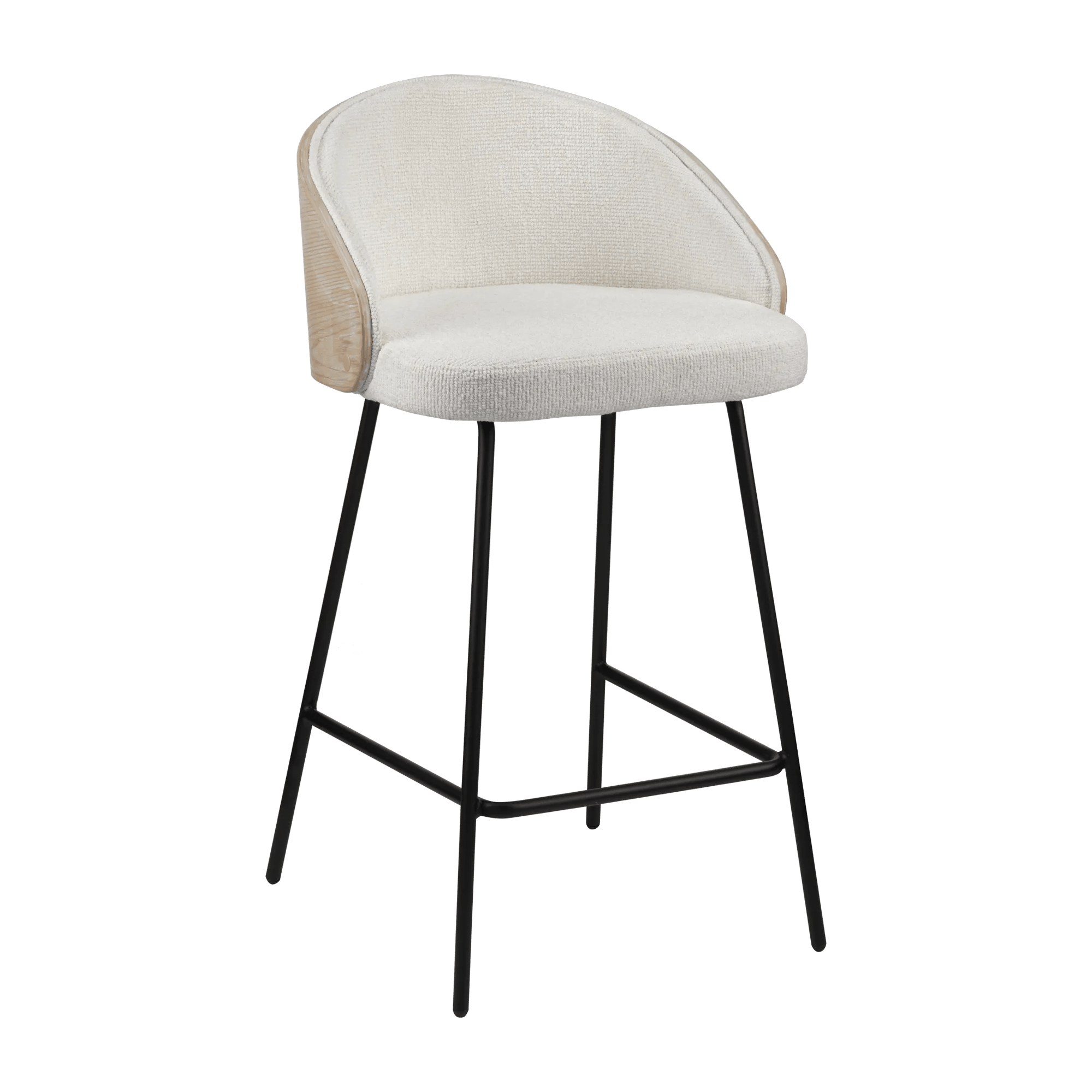 Upholstered Bar Stool with Wood Back