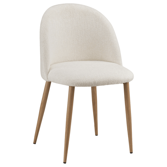 Cream Upholstered Chair with Rounded Back